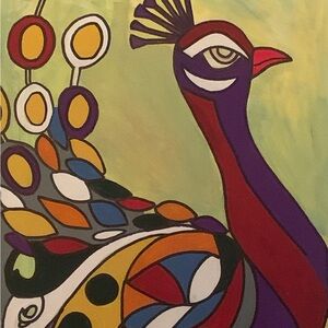 Art by me size 16 x 30 Colorful Peacock Art Print